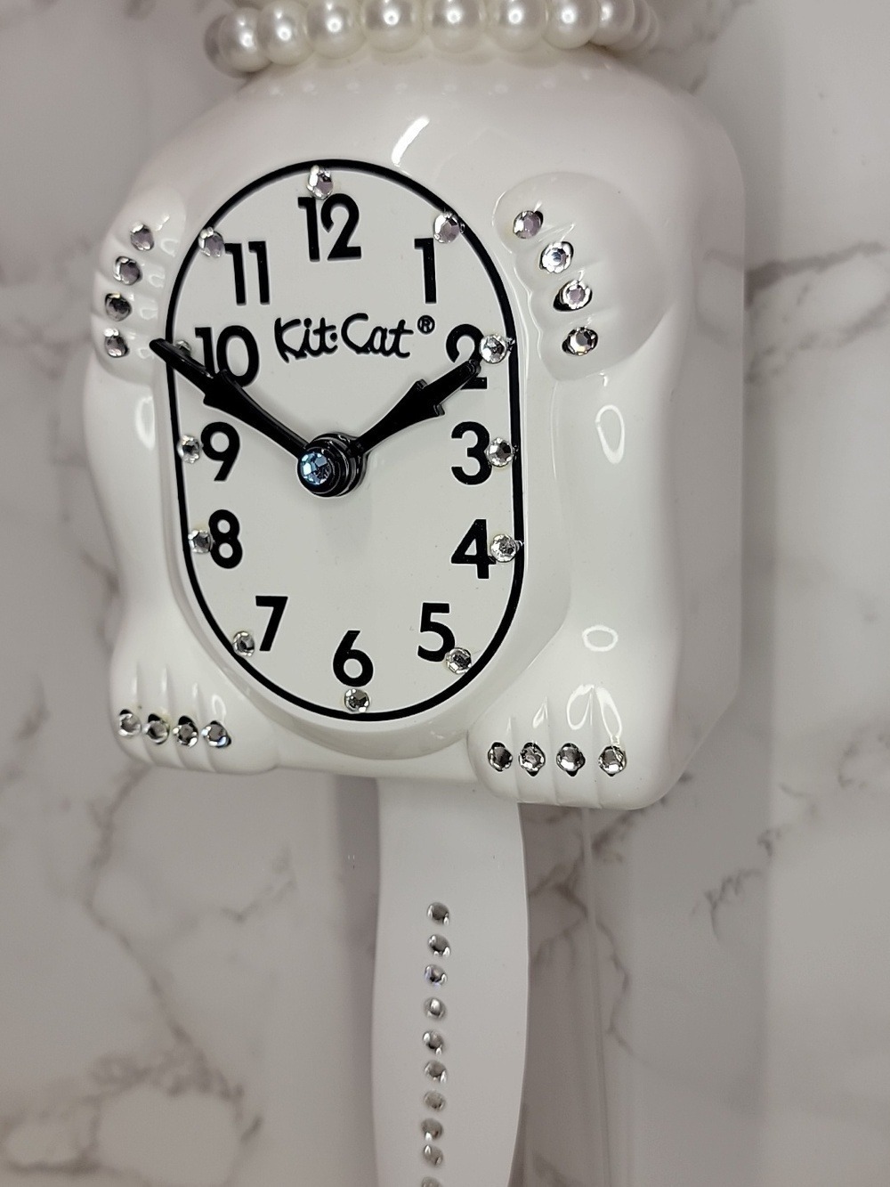 Jeweled White Lady Kit-Cat Klock clock SUPER RARE Vintage - Picture 4 of 7